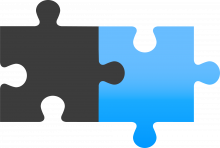 icon with 2 pieces of a puzzle fitting together